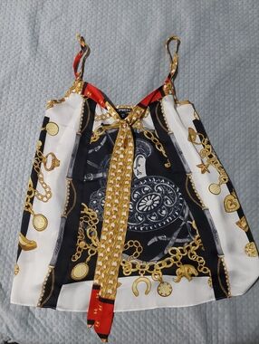 Express Satin Camisole in Black, White, Gold & Red